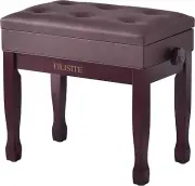 Adjustable Height Piano Bench Stool PU Leather Cushion Wooden Keyboard Seat with