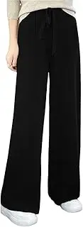 [Zadaos] Women's 100% Wool Pants High Waisted Wide Leg Pants Casual Loose Fitting Wool Knitted Trousers