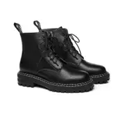 TARRAMARRA® Women Leather Zipper Black Chunky Boots Leona - Black / AU Ladies 4 / AU Men 2 / EU 35