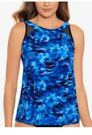 Miraclesuit Ursula Underwire Tankini Top Size 10 in Cloud Leopard Blue Reg $136.