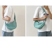 Nylon Crescent Bag with Adjustable Strap-Light Green