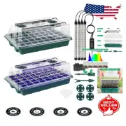 Eco-Friendly Seed Starter Trays with Dual Grow Lights & Humidity Control - 2 Pcs