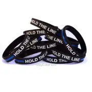 50 HOLD THE LINE Wristbands Silicone Awareness Bracelets with Thin Blue Line