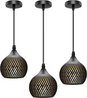 Mini Black Pendant Light - 3 pack - 32'' Adjustable Cord