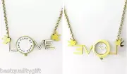 MARC JACOBS GOLD TONE LOVE LETTERS+BIRDS+WHITE,MOP DIAL WATCH NECKLACE MBM7044