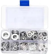 Armastuse 304 Stainless Steel Flat Washers Set 580 Pieces, 9 Sizes - M2 M2.5 M3 M4 M5 M6 M8 M10 M12 Suitable for Home Decoration, Factories Repair, Kitchens, Shops and Outdoor Construction