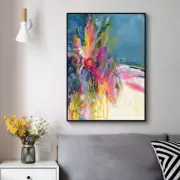 Abstract Home Decor Framed Canvas Wall Art Abstract Blue Print Poster