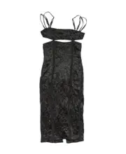 open-back crinkled midi dress EU38 Black