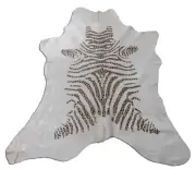 Zebra Calf Rug with Leopard Pattern on the Stripes 45x41" C-1568 Zebra Rug