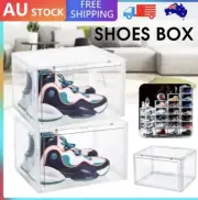 Premium Sneaker Display Shoe Box Storage Clear Plastic Boxes Case Side Stackable