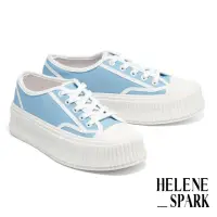 在飛比找momo購物網優惠-【HELENE_SPARK】復古率性帆布餅乾厚底休閒鞋(藍)