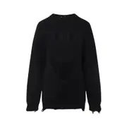 [Moschino] Moschino-Black Virgin Wool Smile Cropped Sweater-Donna 38 IT