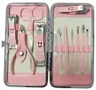 12Pcs Pink Manicure Set Nail Clippers Scissors Tweezers Trimmer, Grooming