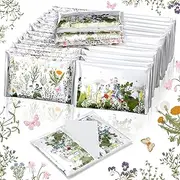 Fourluoo 50 Pack Flower Pocket Tissues Individual Packs Tulips Floral Pocket Facial Bulk 3 Ply Wildflower Wallet Tissues for Travel Wedding Party Supplies(Wildflower)