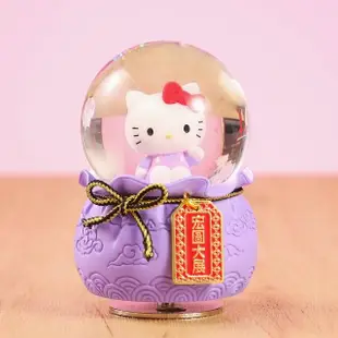 【JARLL 讚爾藝術】三麗鷗 Hello Kitty招財貓 福袋水晶球音樂盒(三麗鷗 官方授權)