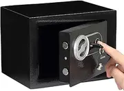 Yuanshikj Fingerprint Key Security Safe Lock Box Steel Digital Deposit for Home Office Hotel Business Cash Jewelry Storage Cabinet (BLACK 0.2CF)