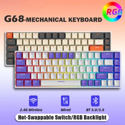 Wireless Gaming Mechanical Keyboard Hot-Swappable Bluetooth Keyboard keys RGB