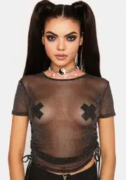 Rumor Has It Mesh Shimmer Top