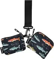 [XYMZR] Mini Zip Around Wristlet keychain Wallet Colorful Trouts Group for Women Personalized Pattern Detachable Dual Pouch Wristlet Portable Wallet Phone Coin Purse, Multi-colored, One Size