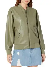 The Drop Women's Iman Vegan Leather Bomber, Olive, 3X, Plus Size