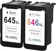 Compatible for Canon PG-645XL CL-646XL Ink Cartridges MG2460 MG2560S MG2960 MG3060 MX496 TS3160 TS3360 TS3460 TR4560 TR4665 Printer Combo Pack 1 Black 1 Tri-Color