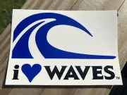 I Love Waves Sticker / Decal Kayak surfing Bodyboard Body Board Boogie Wake Surf