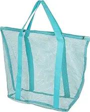 [SHERCHPRY] Large Capacity Mesh Beach Bag Durable Foldable Tote with Ergonomic Shoulder Strap Transparent Design for Easy Access for Holiday Travel and Shopping Use