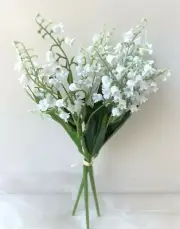 ARTIFICIAL FLOWER STEM LILY OF THE VALLEY BUNCH WHITE WEDDING FLOWER BOUQUET DIY