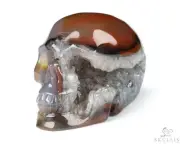 2.0" Black Zebra Agate Geode Hand Carved Crystal Skull