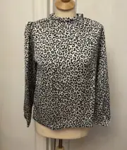 Ann Taylor Leopard Tie Back Animal Print Blouse size M Petite NWT