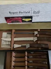 Vintage Regent Sheffield Carving Knife Set & 6 Steak Knives