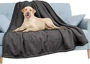 PAVILIA Waterproof Blanket for Couch, Sofa | Waterproof Dog Blanket for Large Dog, Puppy, Cat | Pet Blanket Protector | Plush Soft Warm Fuzzy Sherpa Blanket Bed Throw, Dark Grey, 60x80