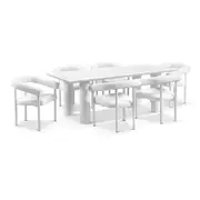 Florida 2.2m Outdoor Aluminium Dining Table with 6x Chairs - Outdoor Aluminium Dining Settings