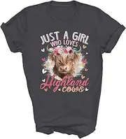 [SDVN] Scottish Highland Cow Just A Girl Who Loves Highland Cows Farm Farmer Farming Unisex Shirt Gift T-Shirt (Dark Heather;S)