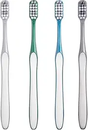 JECOMPRIS Travel Toothbrush Kit 4pcs Men's Hard Bristle Toothbrushes Large Head Fine Bristles Deep Cleaning Ergonomic Design Portable