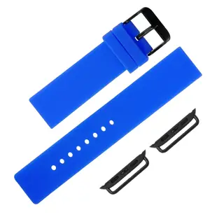 Apple Watch 蘋果手錶替用錶帶 不鏽鋼扣頭 矽膠錶帶-藍色