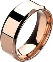 [Generic] 8mm Rose Gold Titanium Stainless Steel Wedding Band - Polished Finish - Classic Plain Comfort Ring for Men and Women