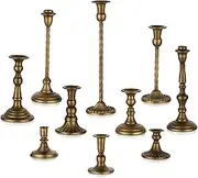 Gold Candlestick Candle Holders: Tall Taper Candles Stick Holder Wedding Decor Set of 10 Dinning Table Centerpiece Vintage Metal Candle Stand