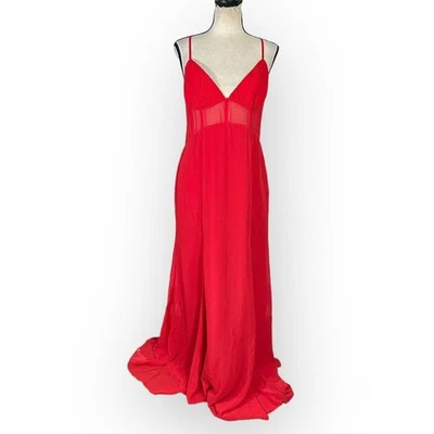 ASOS DESIGN Maxi Dress Women's 10 Ruched Bust Chiffon Paneled Corset A-Line NWT