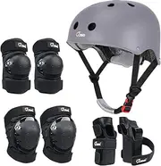JBM Adult Skateboarding Protective Gear, Adult Helmet and Pads Youth Skateboard Helmet and Pads Adult Knee Pads Elbow Pads Protection for Skateboarding, Inline Skates, Roller Skates and Scooter