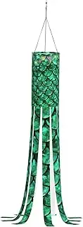 Green Fish Scales Print Lightweight Halloween Windsock â€“ Festive Fall Tree Ghost Halloween Decorations