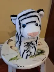 Wild Republic White Tiger Plush Cub Toy Stuffed Animal Black Stripes 12”L