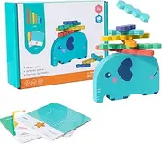 Furtryvl Animal Balance Game | Building Blocks Balance Stacking Game - Elephant Image Combination Toy for Travel, Park, Outdoors, Home, School