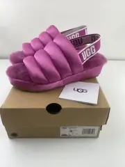 UGG Puff Yeah Slide Slingback Sheepskin Insole Fuchsia 1106875 Womens Sz 6