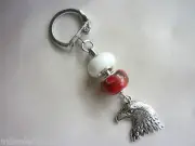 NRL Manly Sea Eagles Key Ring Chain with Maroon and White Beads and Eagle Charm
