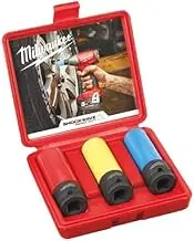 Milwaukee 4932451568 Shockwave Impact Socket 1/2"Dr Automotive Set 17mm, 19mm, 21mm, Hard case