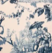 SCHUMACHER Pavillion Chinois Lapis Blue White Chinoiserie Cotton Remnant New