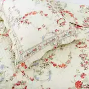 NEW! ~ COZY ELEGANT CHIC CREAM YELLOW PINK BLUE LEAF ROMANTIC RED ROSE QUILT SET