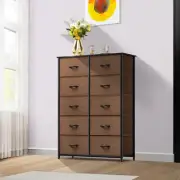TAUS Storage Dresser 10 Drawer Hallway Drawer Fabric Chest Organizer Brown