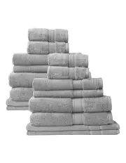 [Royal Comfort] Zero Twist Luxury Plush Cotton Towel Set 16 Piece in Light